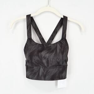 Athleta Warrior Long Line Gray Printed Bra D-DD Size XXS NWT